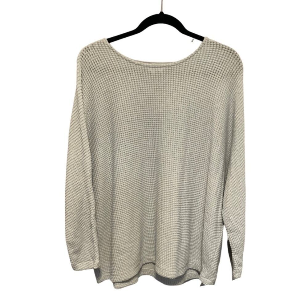 For the Republic Womens Oversized Dolman Waffle Knit Long Sleeve Top, Large